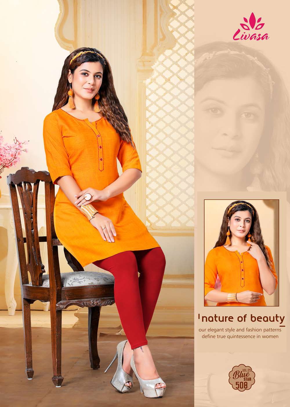 Hirwa Blue Star 5 Ethnic Regular Wear Rayon Designer Kurti Collection